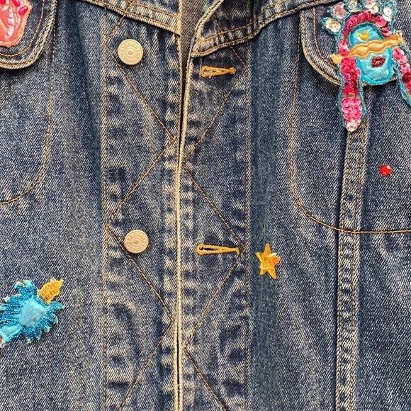 Vintage Freego Oversized & Embellished Jean Jacket - Picture 5 of 9